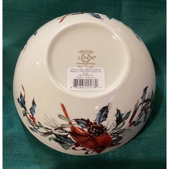 Lenox Winter Greetings 7” Serving Bowl McClung “Home Is Where The Heart Is” - Picture 6 of 13